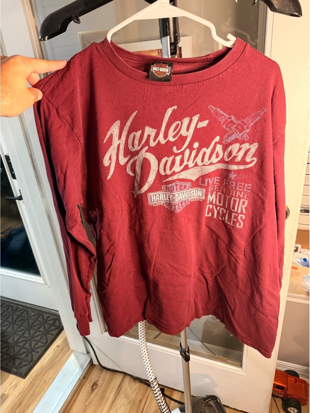 Harley Davidson El Paso Texas Maroon Long Sleeve T Shirt